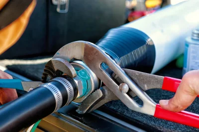 Pipe repair service using professional plumbing tools in The Villages, Florida