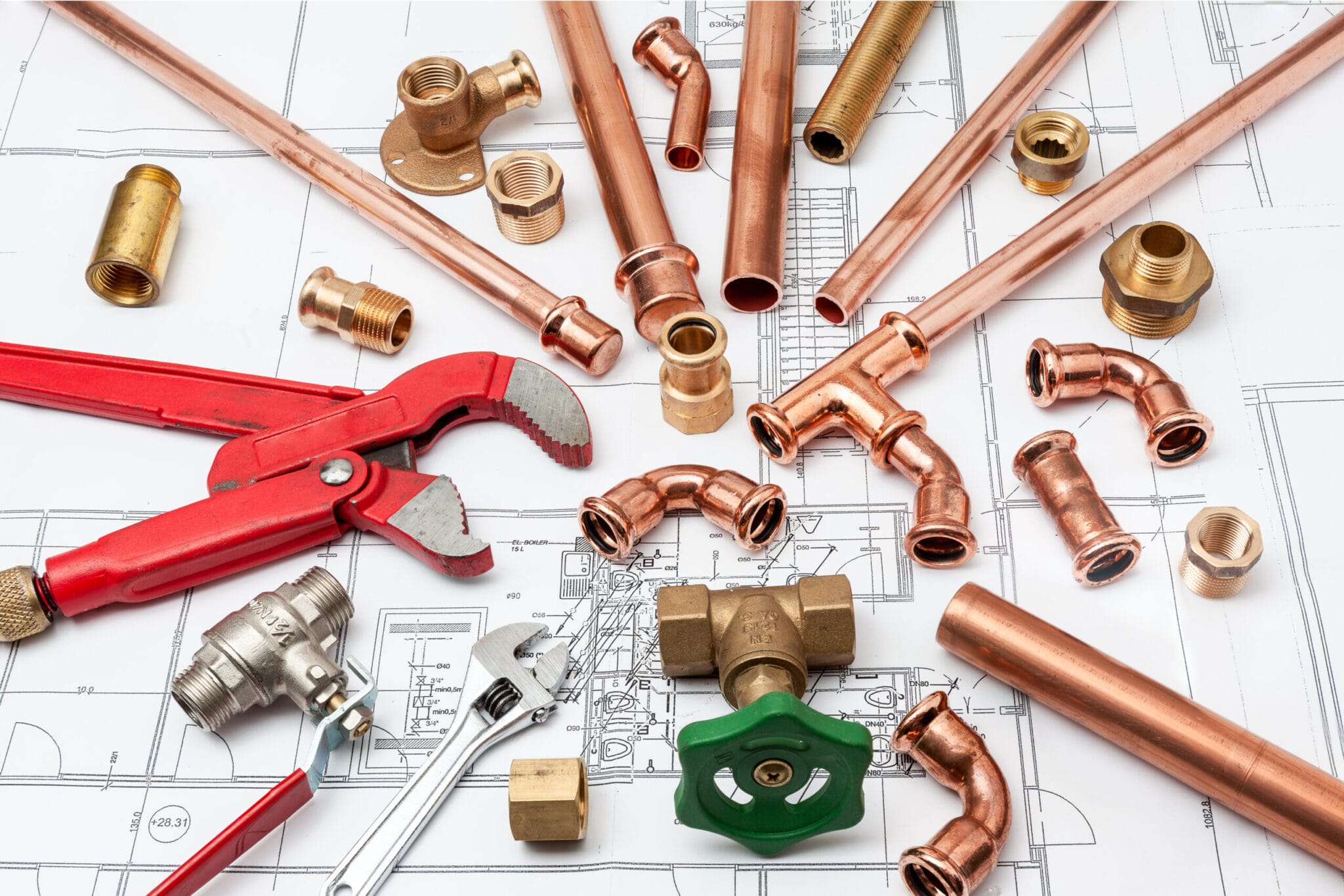 Copper pipe fittings and plumbing parts for The Villages, Florida repairs