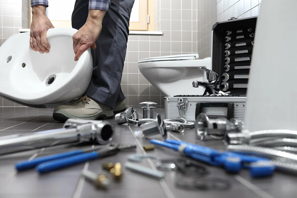 Plumbing tools prepared for a bathroom repair in The Villages